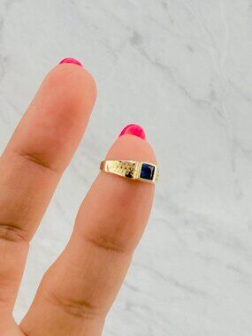 genuine 10K gold baby ring or charm blue